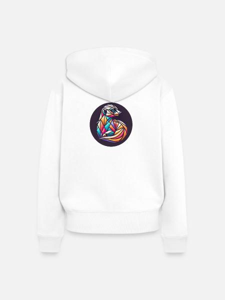 Geometrisches buntes Erdmännchen - Frauen Premium Bio Zip Hoodie - Weiß