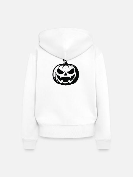 Grimmiger Halloween Kürbis - Frauen Premium Bio Zip Hoodie - Weiß