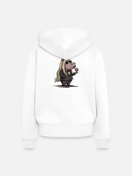 Stylish Gangster Hippo - Frauen Premium Bio Zip Hoodie - Weiß