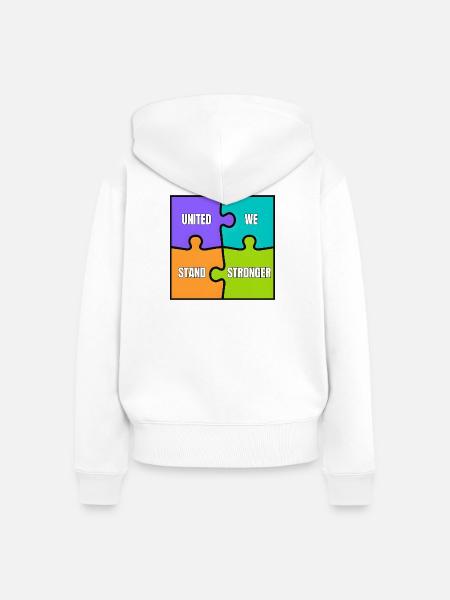 VEREINT SIND WIR STÄRKER - Frauen Premium Bio Zip Hoodie - Weiß