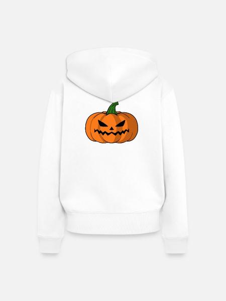 Bold Jack O Laterne Kürbis - Frauen Premium Bio Zip Hoodie - Weiß