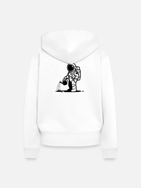 Astronaut gießt Planetengarten - Frauen Premium Bio Zip Hoodie - Weiß