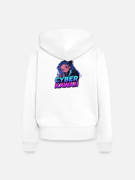 Cyber_Kawaii - Frauen Premium Bio Zip Hoodie - Weiß