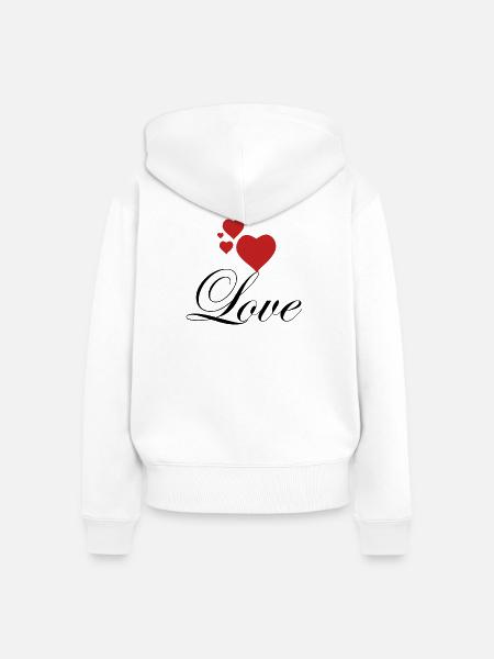 Rote Herzen mit Liebe - Frauen Premium Bio Zip Hoodie - Weiß