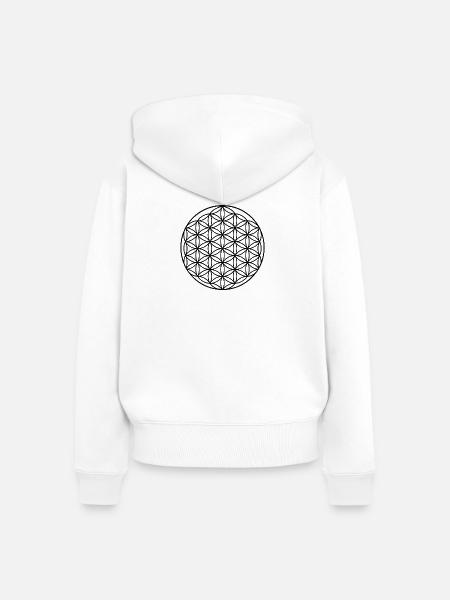 Blume des Lebens Kreisdesign - Frauen Premium Bio Zip Hoodie - Weiß