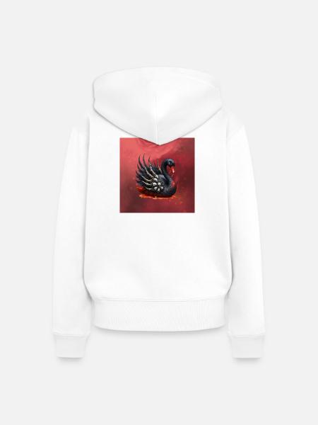 Schwarzer Schwan mit Totenköpfen - Frauen Premium Bio Zip Hoodie - Weiß