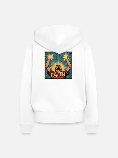 Glaubenskraft im Comic-Stil - Frauen Premium Bio Zip Hoodie - Weiß