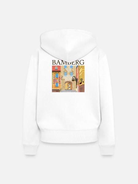 Bamberg, Bayern Handzeichnung - Frauen Premium Bio Zip Hoodie - Weiß