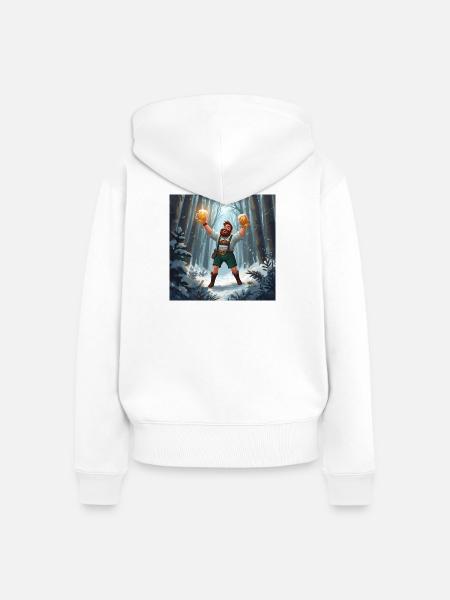 Bierheld im Winterwald - Frauen Premium Bio Zip Hoodie - Weiß