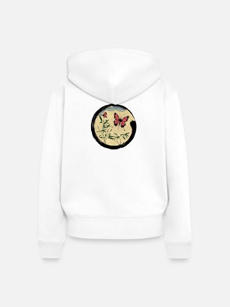 Japanese Butterfly - Frauen Premium Bio Zip Hoodie - Weiß