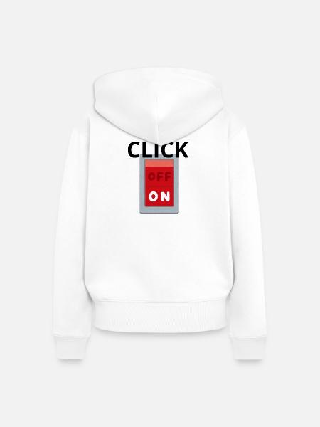 Retro OFF ON Schalter Rot - Klick - Frauen Premium Bio Zip Hoodie - Weiß