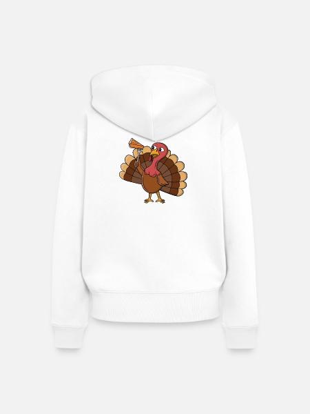 Truthahn mit Kuchenstück - Frauen Premium Bio Zip Hoodie - Weiß