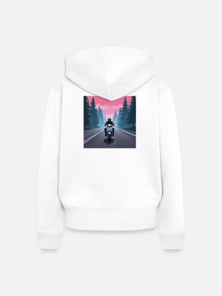 Motorradfahrer im Wald - Frauen Premium Bio Zip Hoodie - Weiß