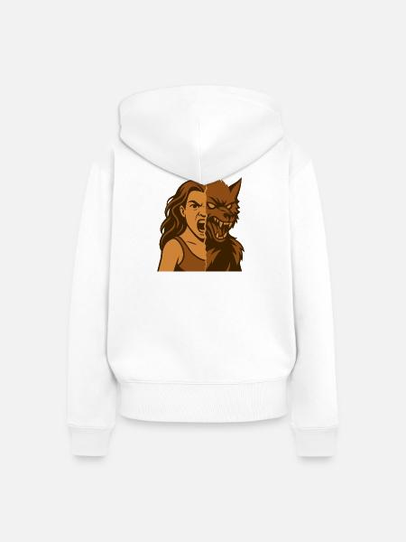 Mensch Werwolf Dualität - Frauen Premium Bio Zip Hoodie - Weiß