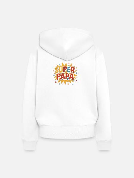 Super Papa Comic Burst Retro - Frauen Premium Bio Zip Hoodie - Weiß