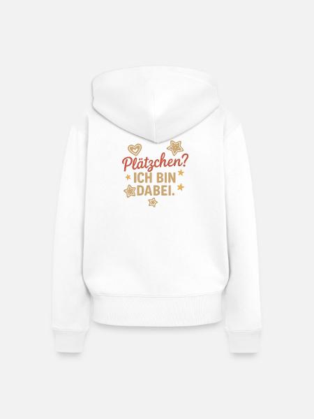 Plätzchen? Ich bin dabei. - Frauen Premium Bio Zip Hoodie - Weiß