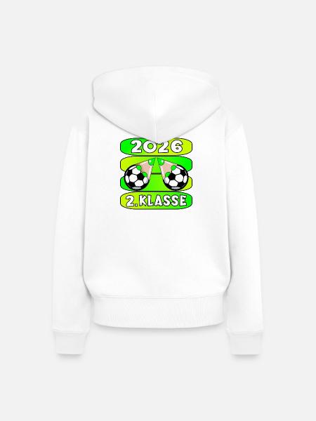 Fussball Grundschule 2 Klasse 2026 - Frauen Premium Bio Zip Hoodie - Weiß