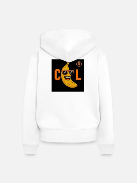 Coole Banane mit Sonnenbrille - Frauen Premium Bio Zip Hoodie - Weiß