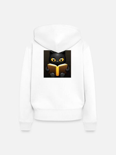 magische schwarze katze mit gold - Frauen Premium Bio Zip Hoodie - Weiß