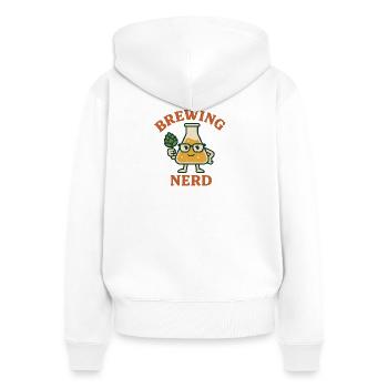 Nerd de la bière avec des verres au houblon - Sweat à capuche zippé Premium bio Femme - blanc - Dos - AI Model Female 172 light (172cm)