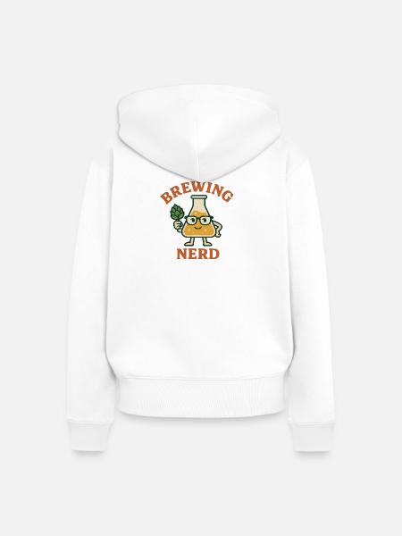 Biernerd mit Hopfenbrille - Frauen Premium Bio Zip Hoodie - Weiß