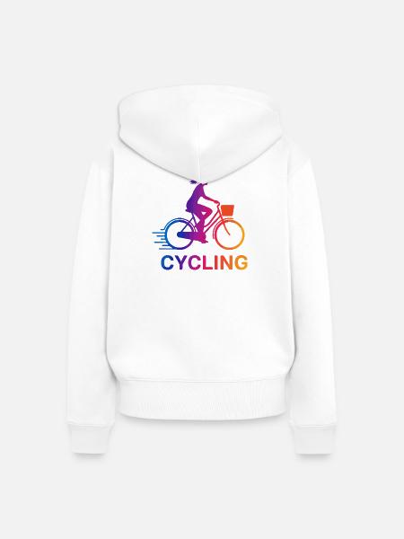Rainbow Gradient Cyclist - Frauen Premium Bio Zip Hoodie - Weiß