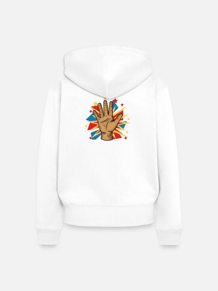 Comic-Hand mit Explosionsburst - Frauen Premium Bio Zip Hoodie - Weiß