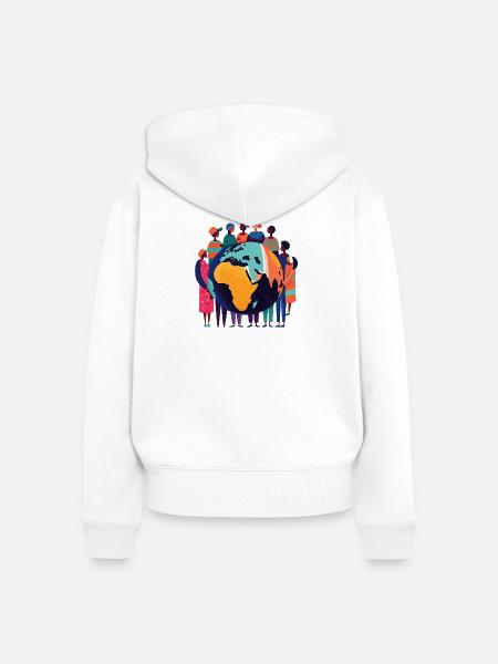 Globale Gemeinschaft um die Erde - Frauen Premium Bio Zip Hoodie - Weiß