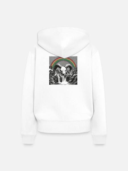 Regenbogenbogen über Nacht-Silhouetten - Frauen Premium Bio Zip Hoodie - Weiß
