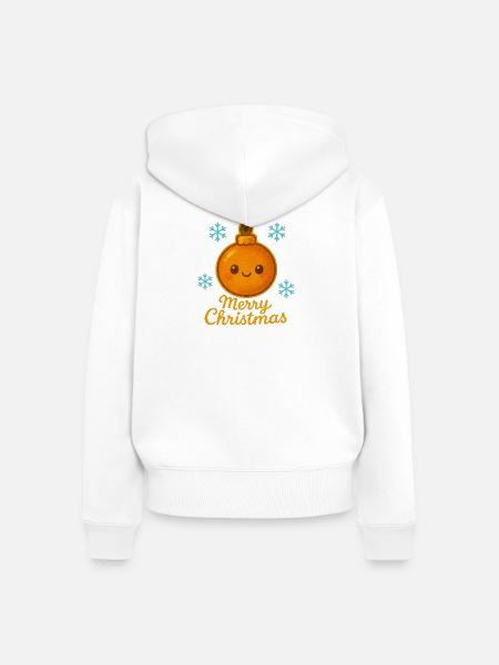 Orangene Kugel mit Schneeflocken - Frauen Premium Bio Zip Hoodie - Weiß