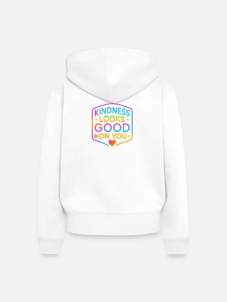 Kindness Neon steht dir gut - Frauen Premium Bio Zip Hoodie - Weiß