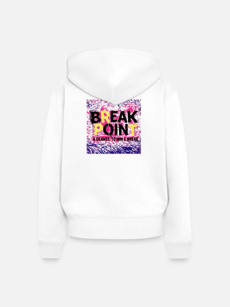 Tennis Break Point Gewinner Design - Frauen Premium Bio Zip Hoodie - Weiß