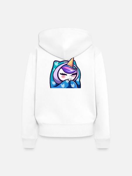 Lya Einhorn Cozy - Frauen Premium Bio Zip Hoodie - Weiß