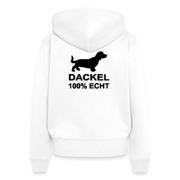 Dackel - Frauen Premium Bio Zip Hoodie - Weiß - Hinten - AI Model Female 172 light (172cm)