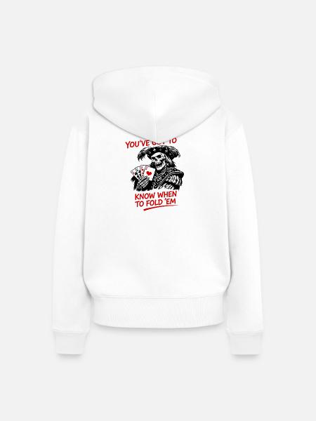 Piratenskelett Pokerweisheit - Frauen Premium Bio Zip Hoodie - Weiß