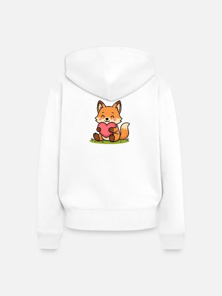 Kuschel-Fuchs mit Herz - Frauen Premium Bio Zip Hoodie - Weiß
