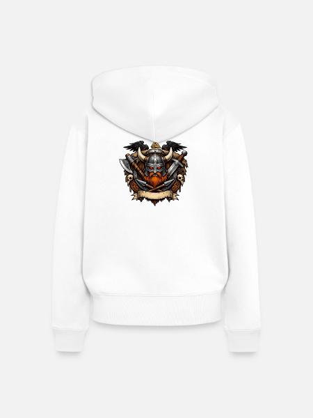 Wikinger Krieger Helm - Frauen Premium Bio Zip Hoodie - Weiß