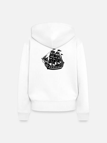 Piratenschiff - Frauen Premium Bio Zip Hoodie - Weiß
