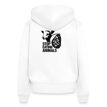 Tierquälerei stoppen Shirt - Frauen Premium Bio Zip Hoodie - Weiß - Hinten - AI Model Female 172 light (172cm)