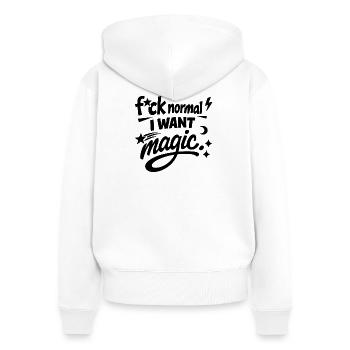 Fuck Normal I Want Magic Statement - Frauen Premium Bio Zip Hoodie - Weiß - Hinten - AI Model Female 172 light (172cm)