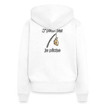 Ich kann nicht fischen – lustiger Fischer-Spruch - Frauen Premium Bio Zip Hoodie - Weiß - Hinten - AI Model Female 172 light (172cm)