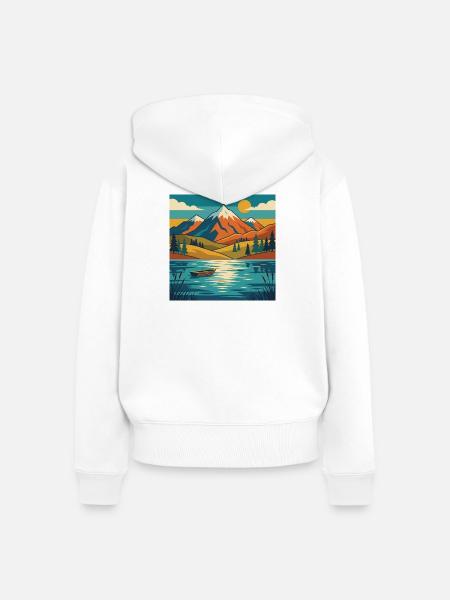 Bergsee-Dämmerung - Frauen Premium Bio Zip Hoodie - Weiß