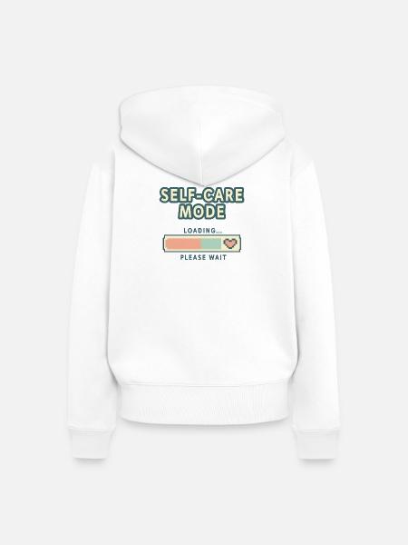 Self-Care Mode Loading - Retro Pixel Edition - Frauen Premium Bio Zip Hoodie - Weiß