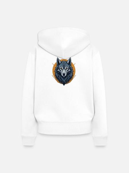 Mystic Wolf - Frauen Premium Bio Zip Hoodie - Weiß