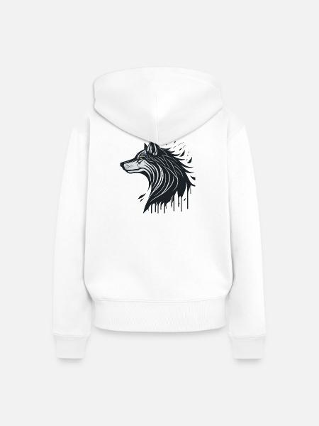 Spektraler Wolf - Frauen Premium Bio Zip Hoodie - Weiß