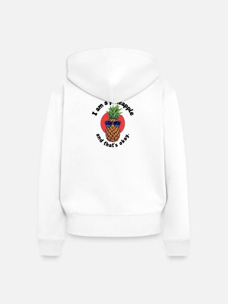 Pineapple mit Sonnenbrille - Frauen Premium Bio Zip Hoodie - Weiß