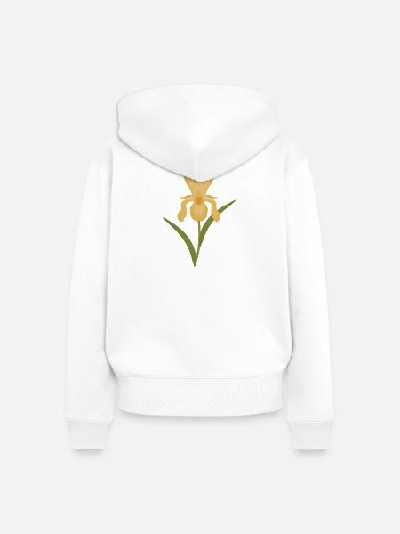 Goldene Irisblüte auf Grün - Frauen Premium Bio Zip Hoodie - Weiß