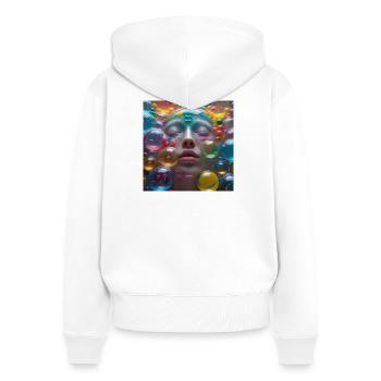 Face among Neon Bubbles - Women's Premium Organic Zip Hoodie - white - Back - AI Model Female 172 light (172cm)