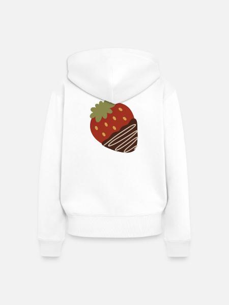 Erdbeere in Schokolade getaucht - Frauen Premium Bio Zip Hoodie - Weiß