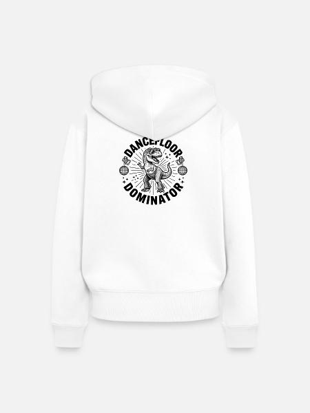 Dancefloor Dominator Dino - Frauen Premium Bio Zip Hoodie - Weiß